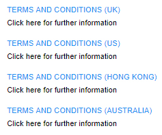 List of international versions of Bonham&#039;s Terms and Conditions