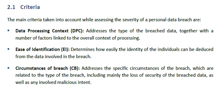 Screenshot of ENISA Recommendations for a Methodology of the Assessment of Severity of Personal Data Breaches