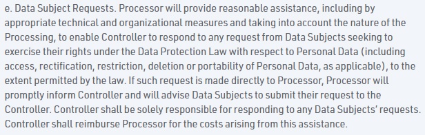 Float Data Processing Agreement: Data Subject Requests clause