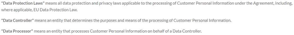 Inline Manual Data Processing Agreement: Definitions clause excerpt