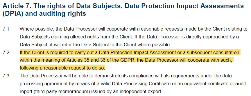 PayByLink Data Processing Agreement: Data Protection Impact Assessment clause