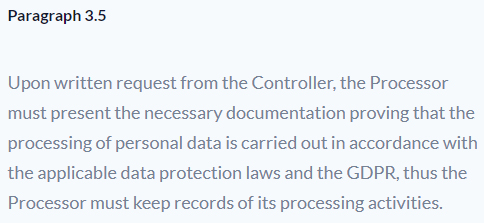 Sleeknote Data Processing Agreement: Recordkeeping requirement clause