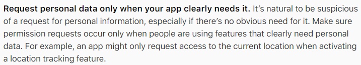 apple-developer-human-interface-guidelines-request-only-clearly-needed-personal-data-section