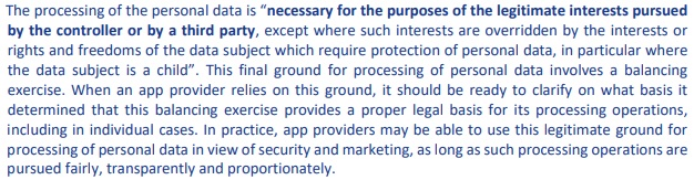 ENISA Privacy and Data Protection in Mobile Applications: GDPR legitimate interests section