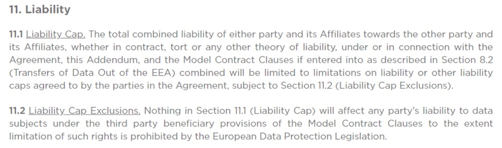 ClickUp Data Processing Agreement: Liability Cap clause