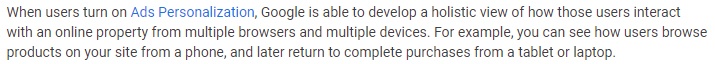 Google Help: Activate Signals - Ad personalization information
