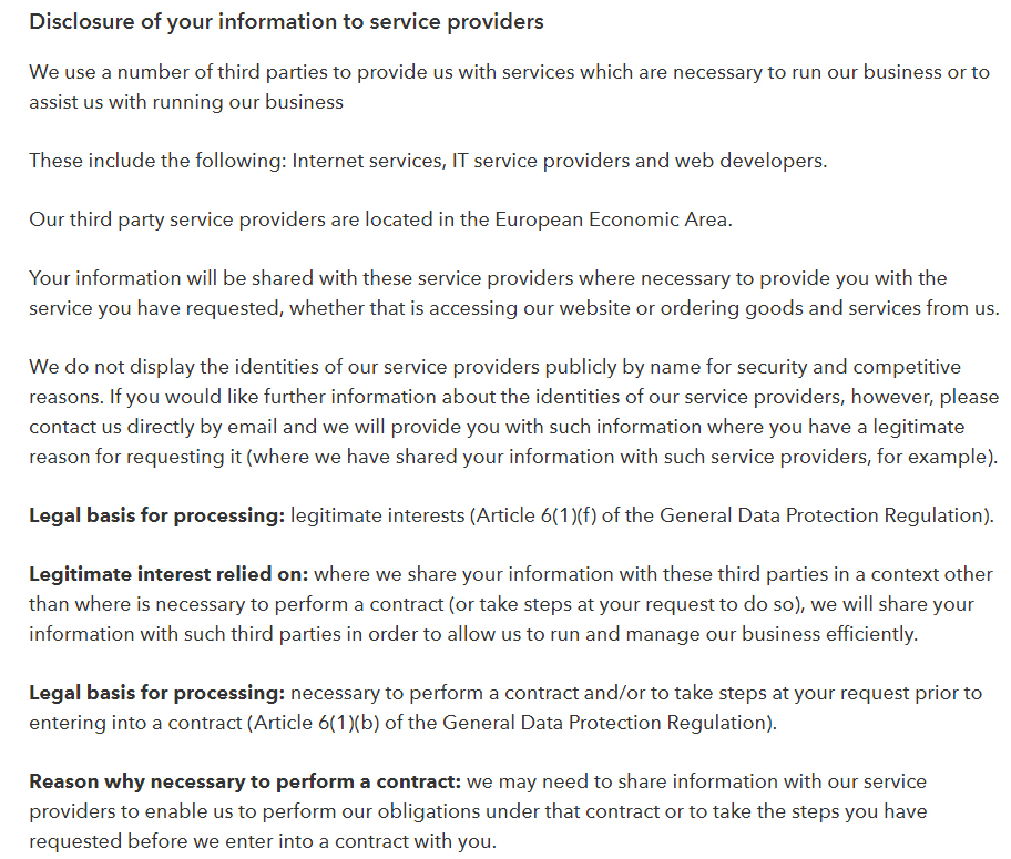 The Drum Privacy Policy: Third party disclosure clause excerpt