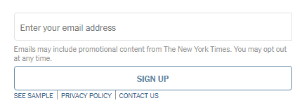 New York Times: Daily newsletter sign-up form