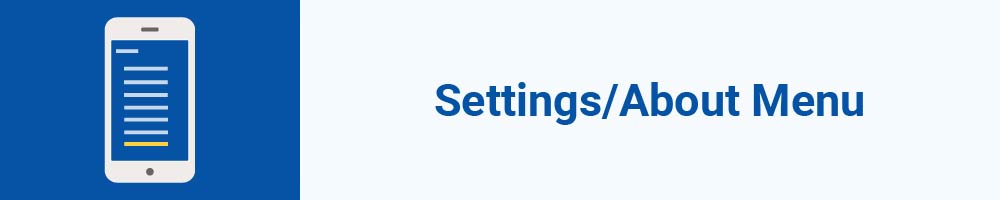 Settings or About Menu