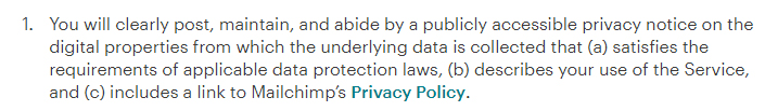 Mailchimp Terms of Use: EEA Requirement for Privacy Policy clause