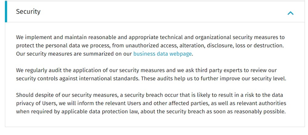 Basware Privacy Notice: Security clause