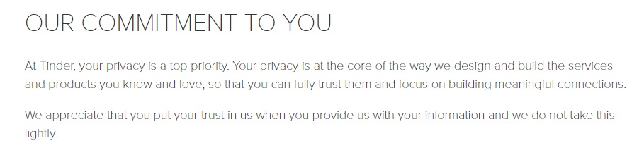 Tinder Privacy Policy intro