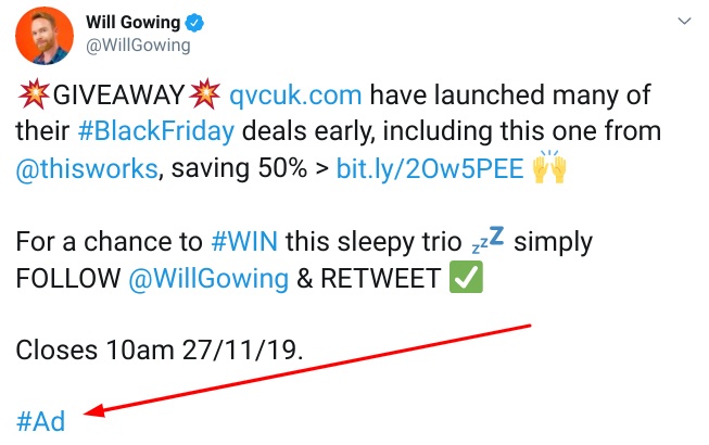 Will Gowing: Ad Twitter post