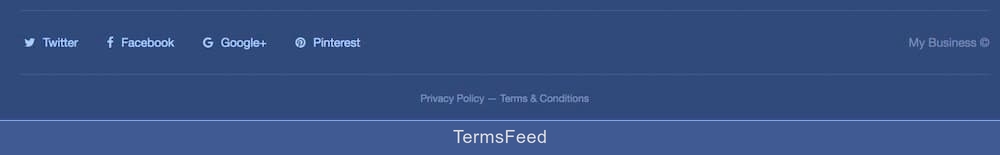 Example of website footer with links to Privacy Policy and Terms & Conditions