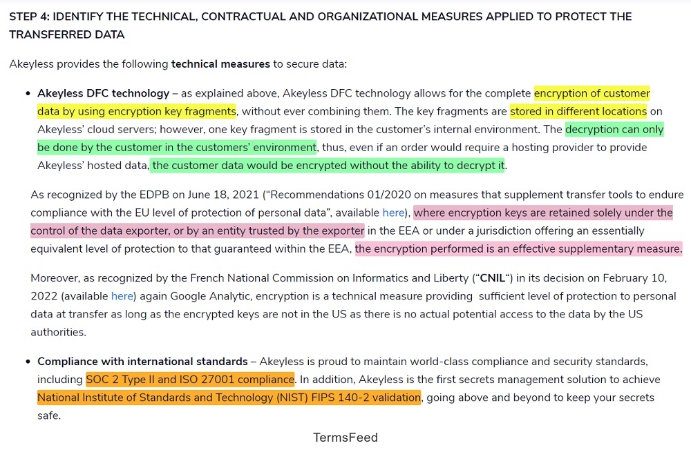 Akeyless Transfer Impact Assessment: Step 4