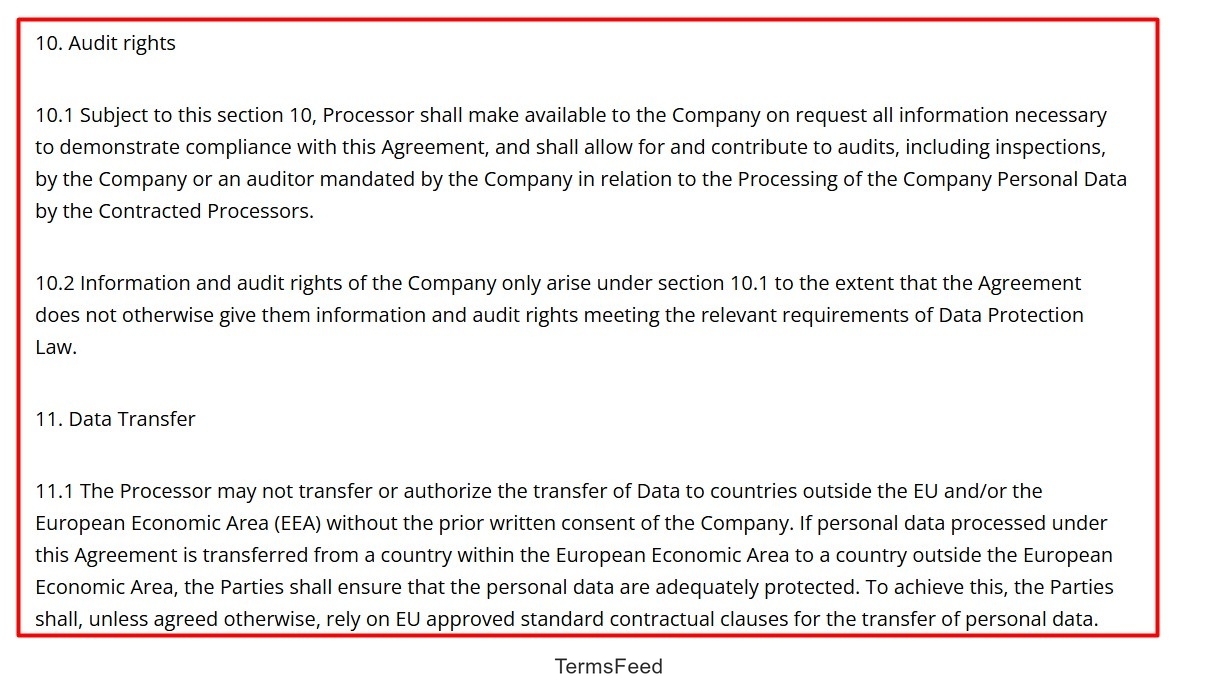 Audit rights and data transfer policies in data protection