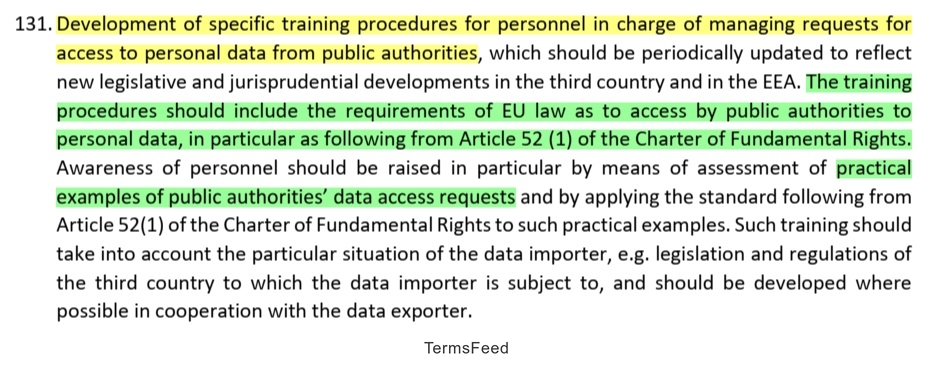 EDPB Recommendations on measures that supplement transfer tools - Section 131