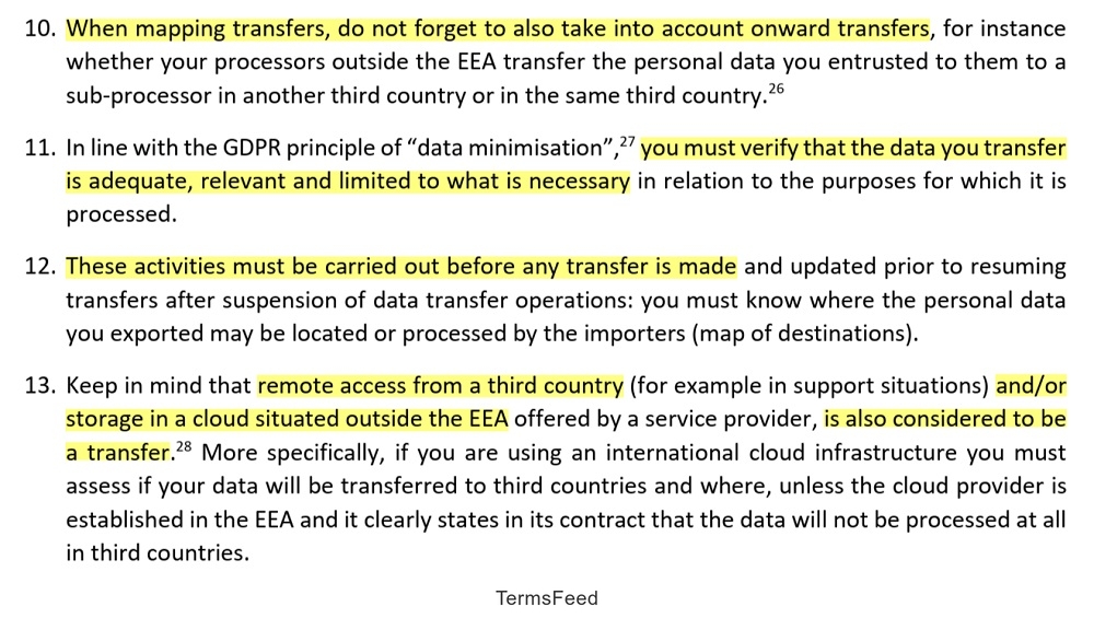 EDPB Recommendations on measures that supplement transfer tools - Sections 10 through 13