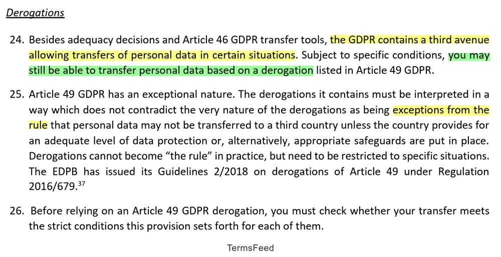 EDPB Recommendations on measures that supplement transfer tools - Sections 24 through 26