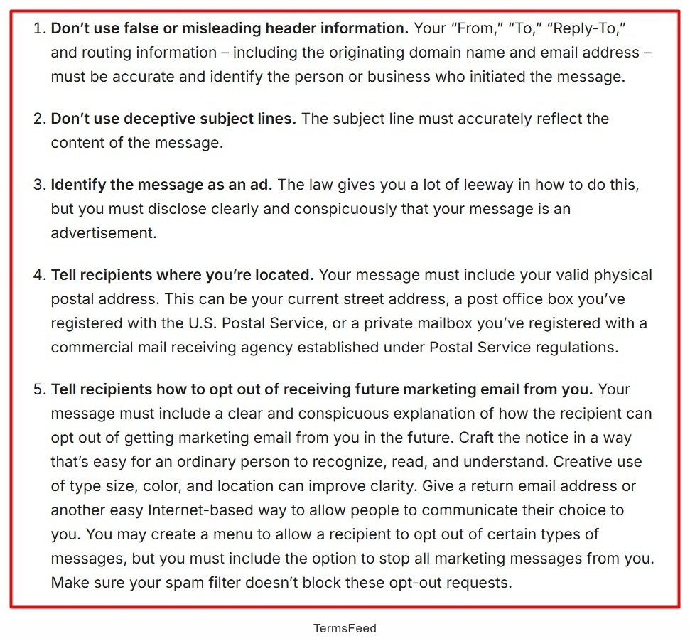 email-marketing-compliance-guidelines-list