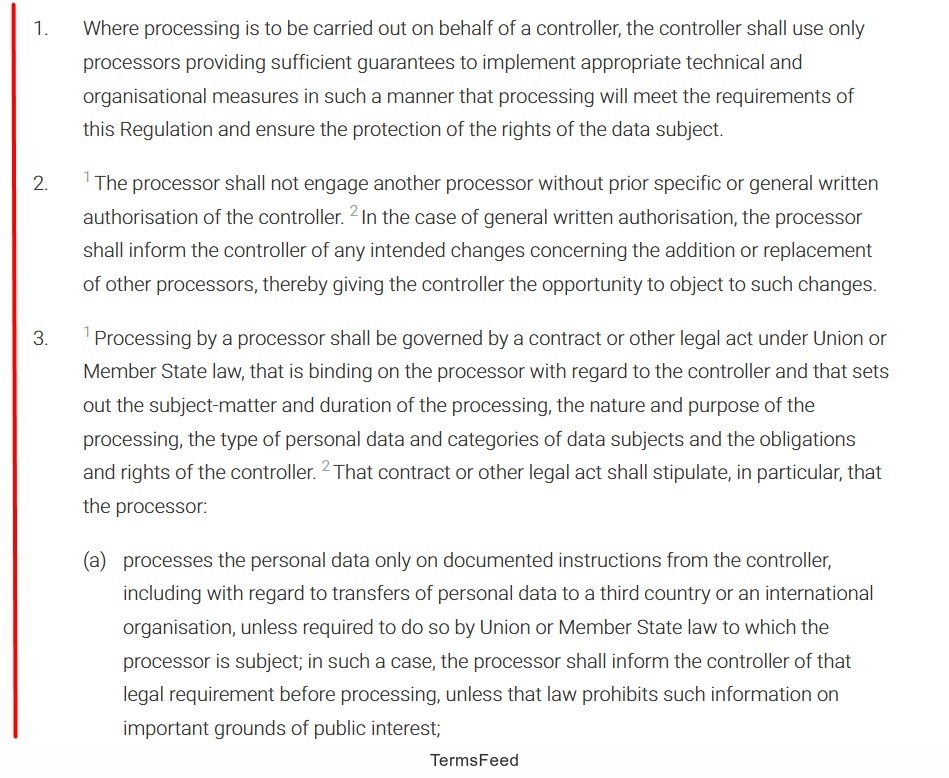 GDPR Article 28 requirements for data processors