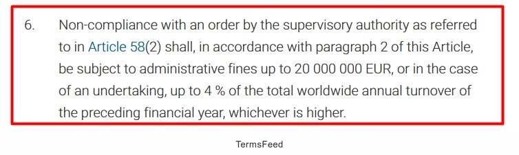 GDPR non-compliance fines in Article 58 context