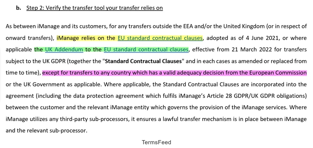 iManage Transfer Impact Assessment: Step 2: Verify the transfer tool your transfer relies on