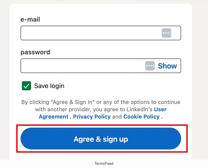 LinkedIn agree button
